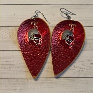 Red Football 🏈 Charm Teardrop Handcrafted Earrings